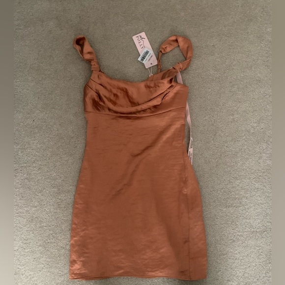 Oh polly Knot Strap Cowl Mini Dress in Caramel - Picture 5 of 5